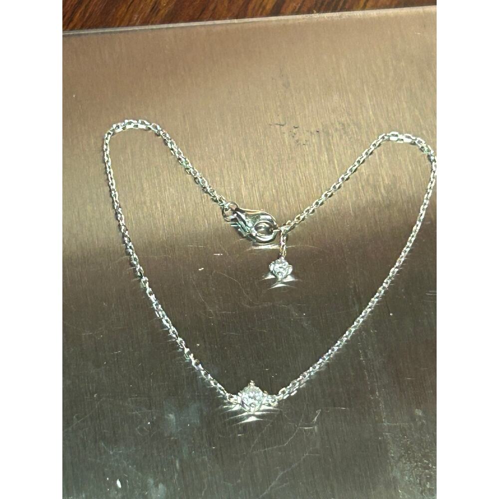 Vrai & Oro Jewelry Duo Lariat 14k solid white gold diamonds chain bracelet 6.6”